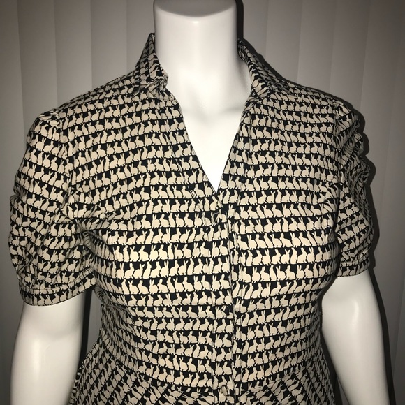 eShakti Black and Cream Houndstooth Dress - Picture 3 of 5